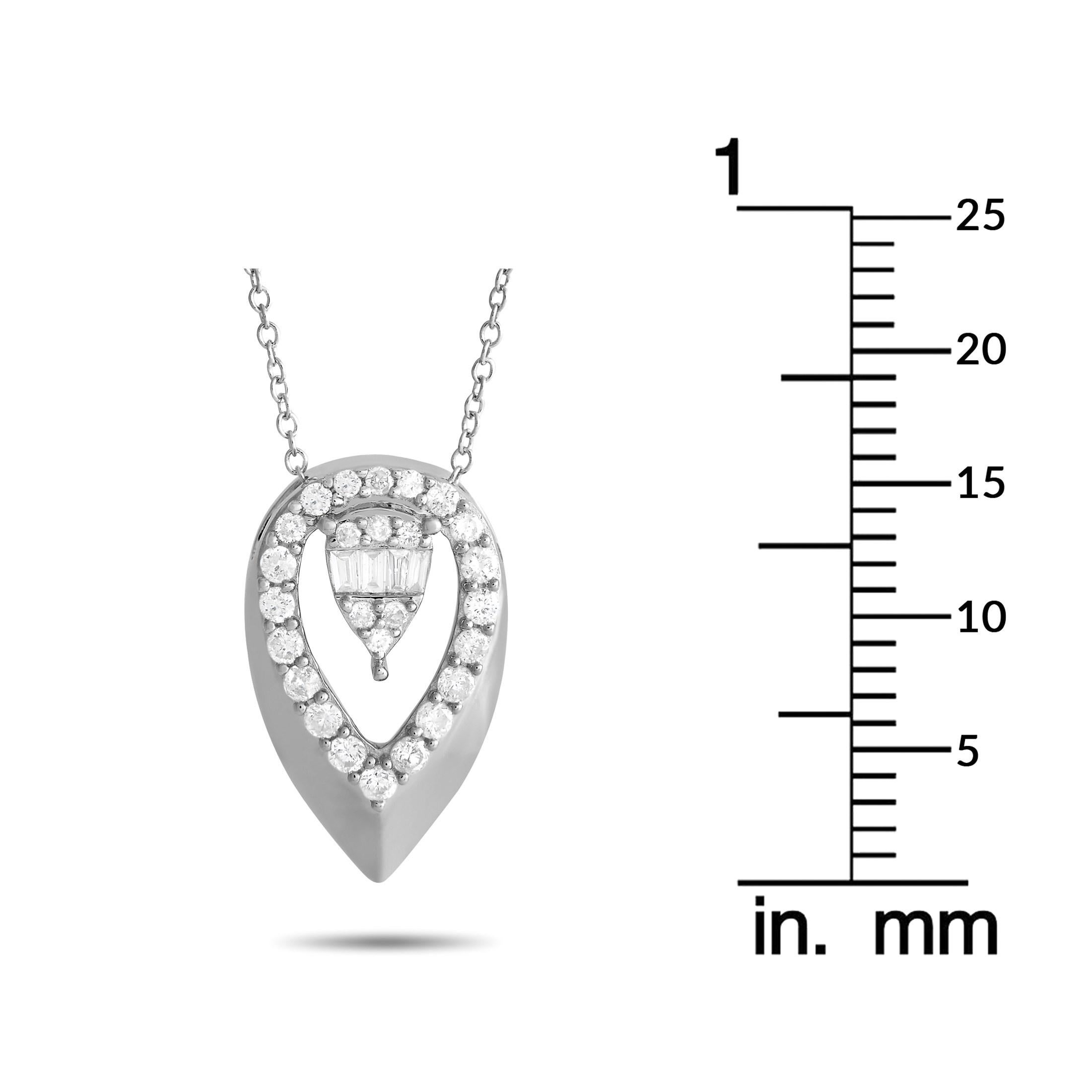 Mixed Cut LB Exclusive 14K White Gold 0.30ct Diamond Teardrop Necklace For Sale