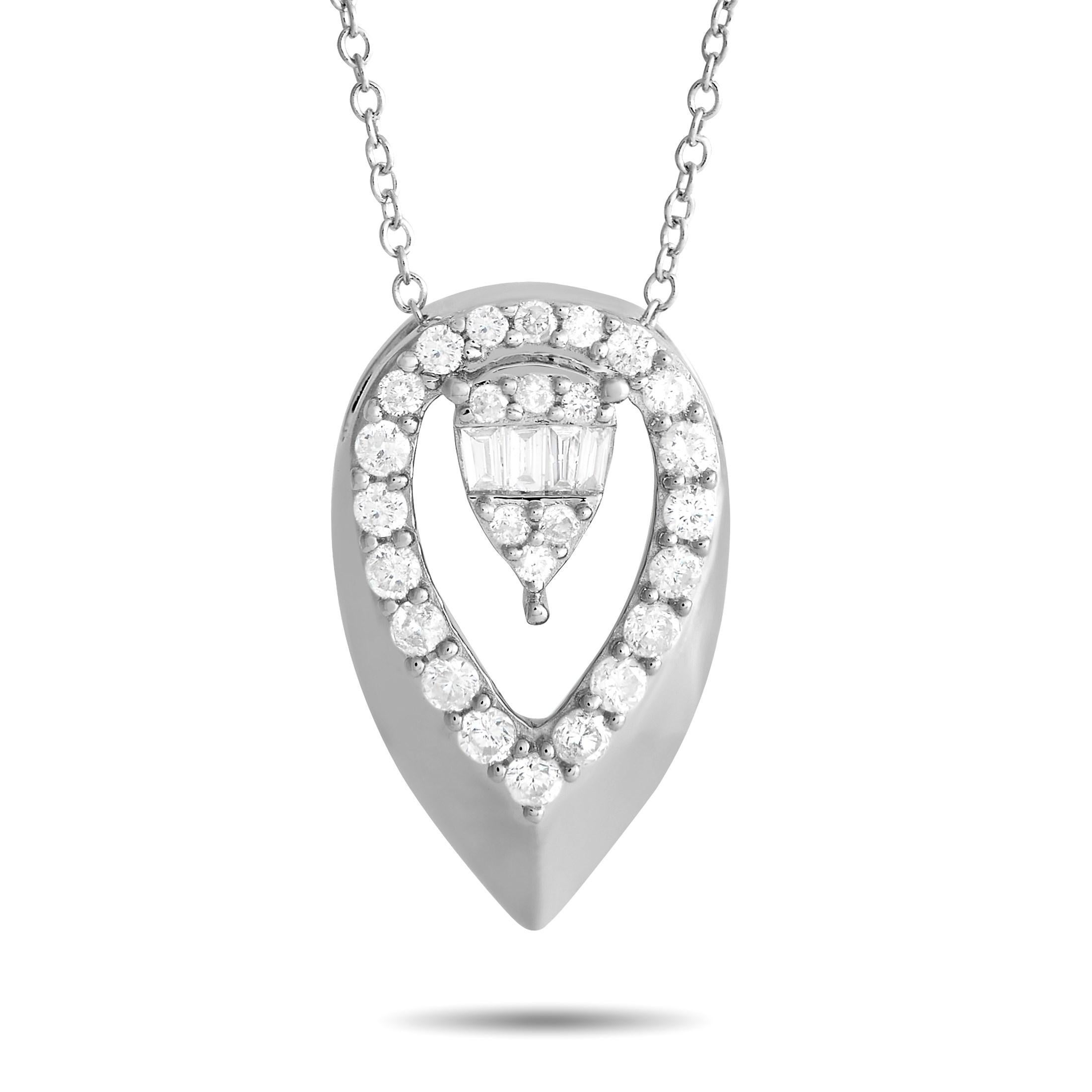 LB Exclusive 14K White Gold 0.30ct Diamond Teardrop Necklace In New Condition For Sale In Southampton, PA