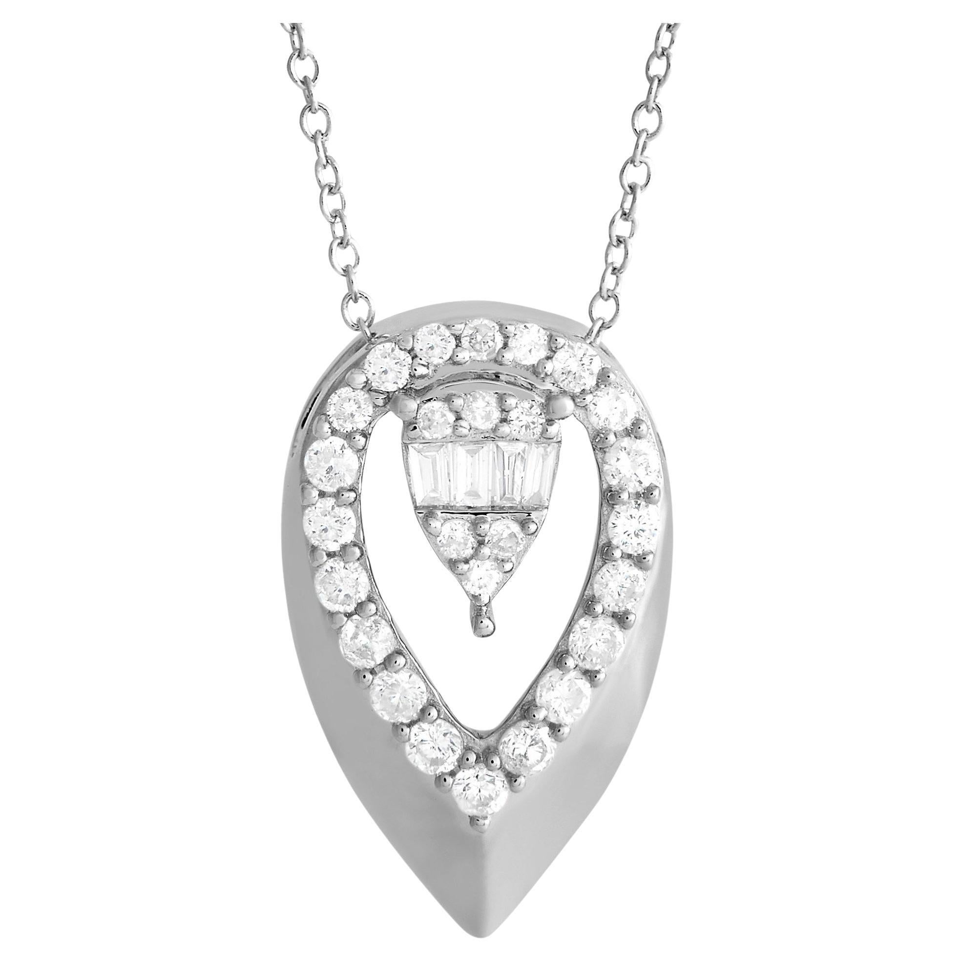 LB Exclusive 14K White Gold 0.30ct Diamond Teardrop Necklace