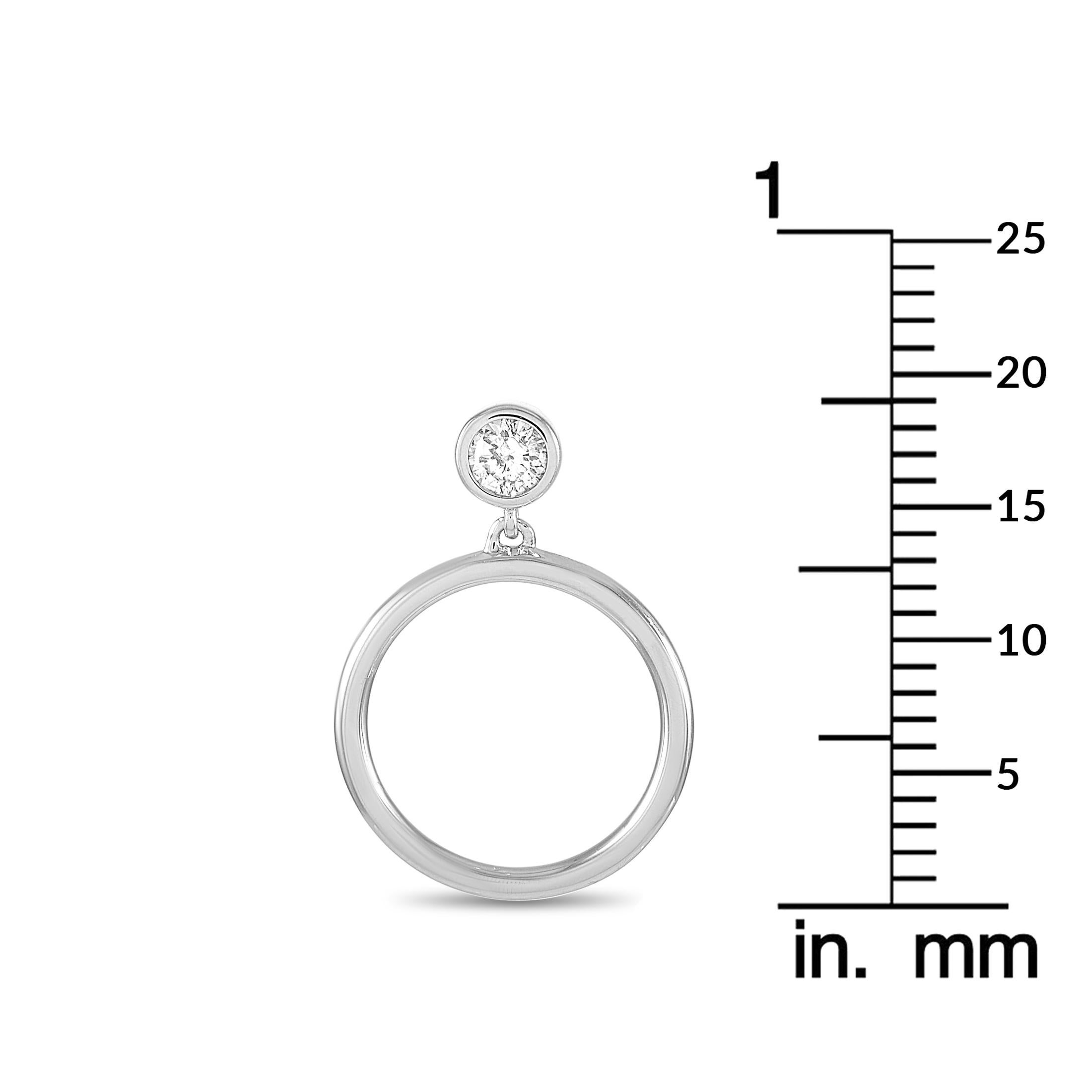 Round Cut LB Exclusive 14 Karat White Gold 0.31 Carat Diamond Earrings For Sale