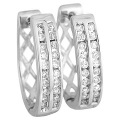 LB Exclusive 14K White Gold 0.32 Ct Diamond Huggie Earrings