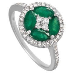 LB Exclusive 14K White Gold 0.33 ct Diamond and Emerald Ring