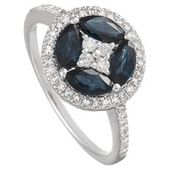 LB Exclusive 14K White Gold 0.33 ct Diamond and Sapphire Ring