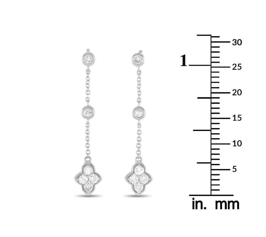 Round Cut LB Exclusive 14K White Gold 0.33 Ct Diamond Dangle Earrings For Sale