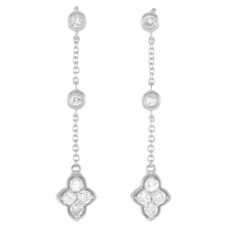 LB Exclusive 14K White Gold 0.33 Ct Diamond Dangle Earrings For Sale