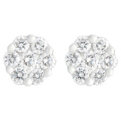 LB Exclusive 14k White Gold 0.33 Carat Diamond Cluster Stud Earrings