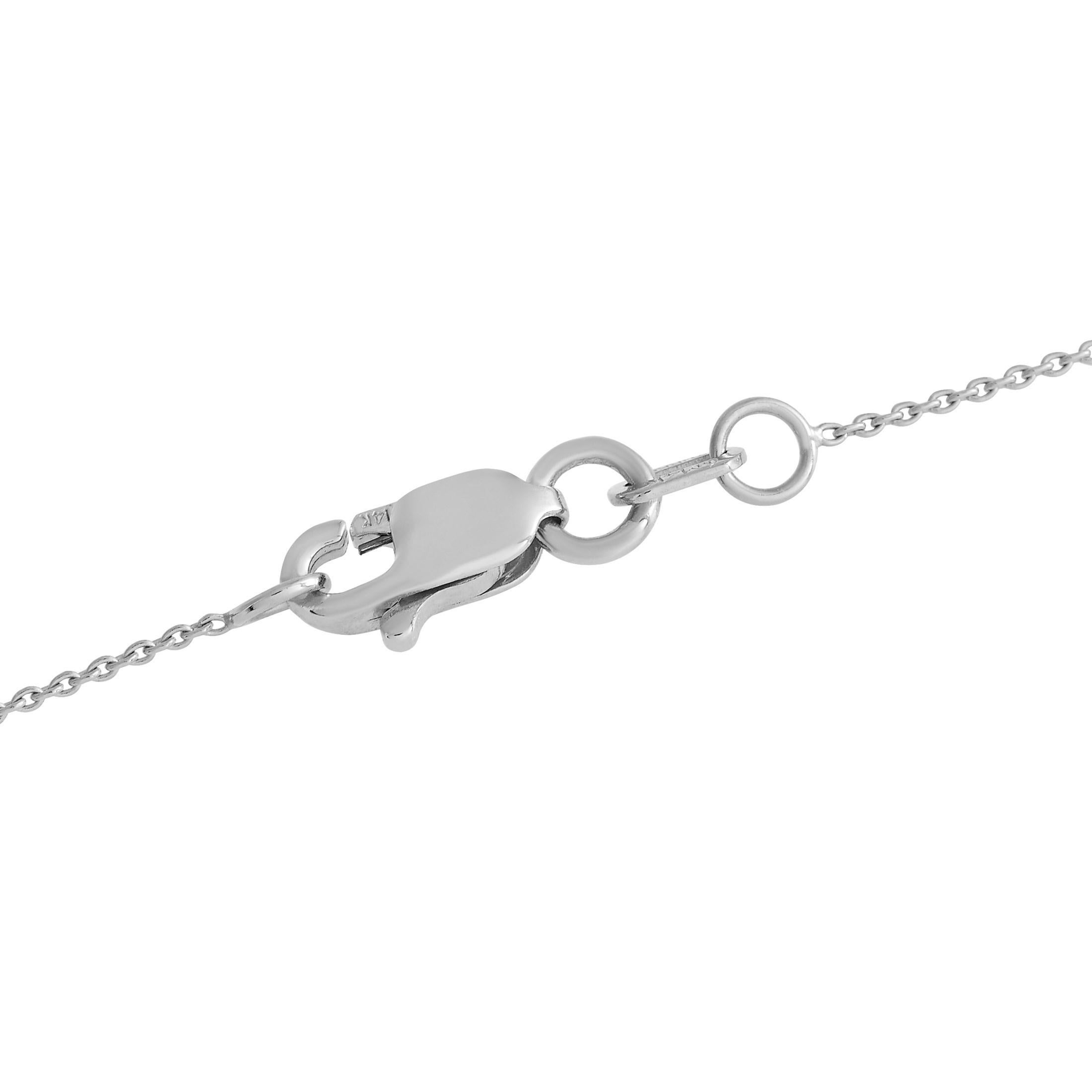 Taille ronde LB Exclusive Collier Paperclip en or blanc 14 carats avec 0,33 carat de diamants en vente