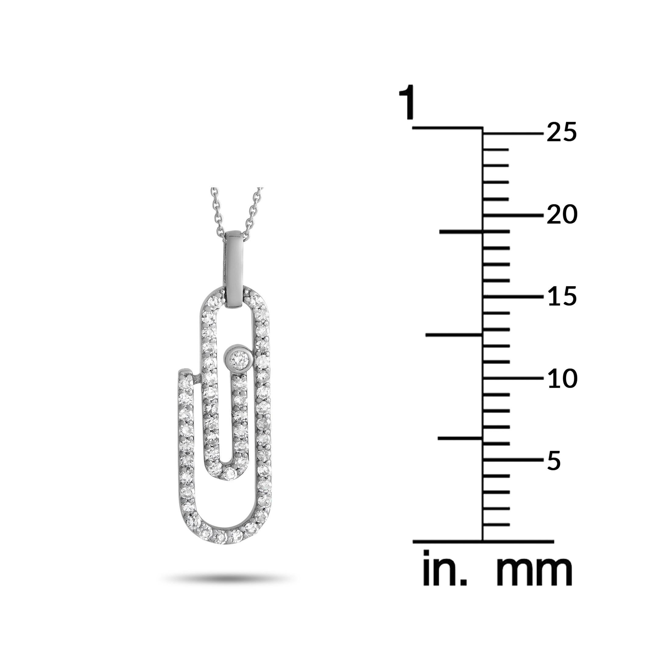 LB Exclusive 14K White Gold 0.33ct Diamond Paperclip Necklace In New Condition In Southampton, PA