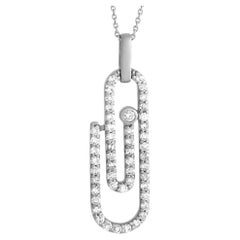 LB Exclusive Collier Paperclip en or blanc 14 carats avec 0,33 carat de diamants