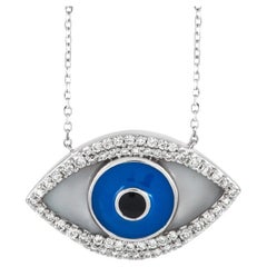 LB Exclusive 14K White Gold 0.38 Ct Diamond Evil Eye Necklace