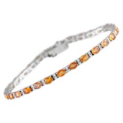 LB Exklusives Armband aus 14 Karat Weißgold mit 0,38 Karat Diamanten und Saphiren