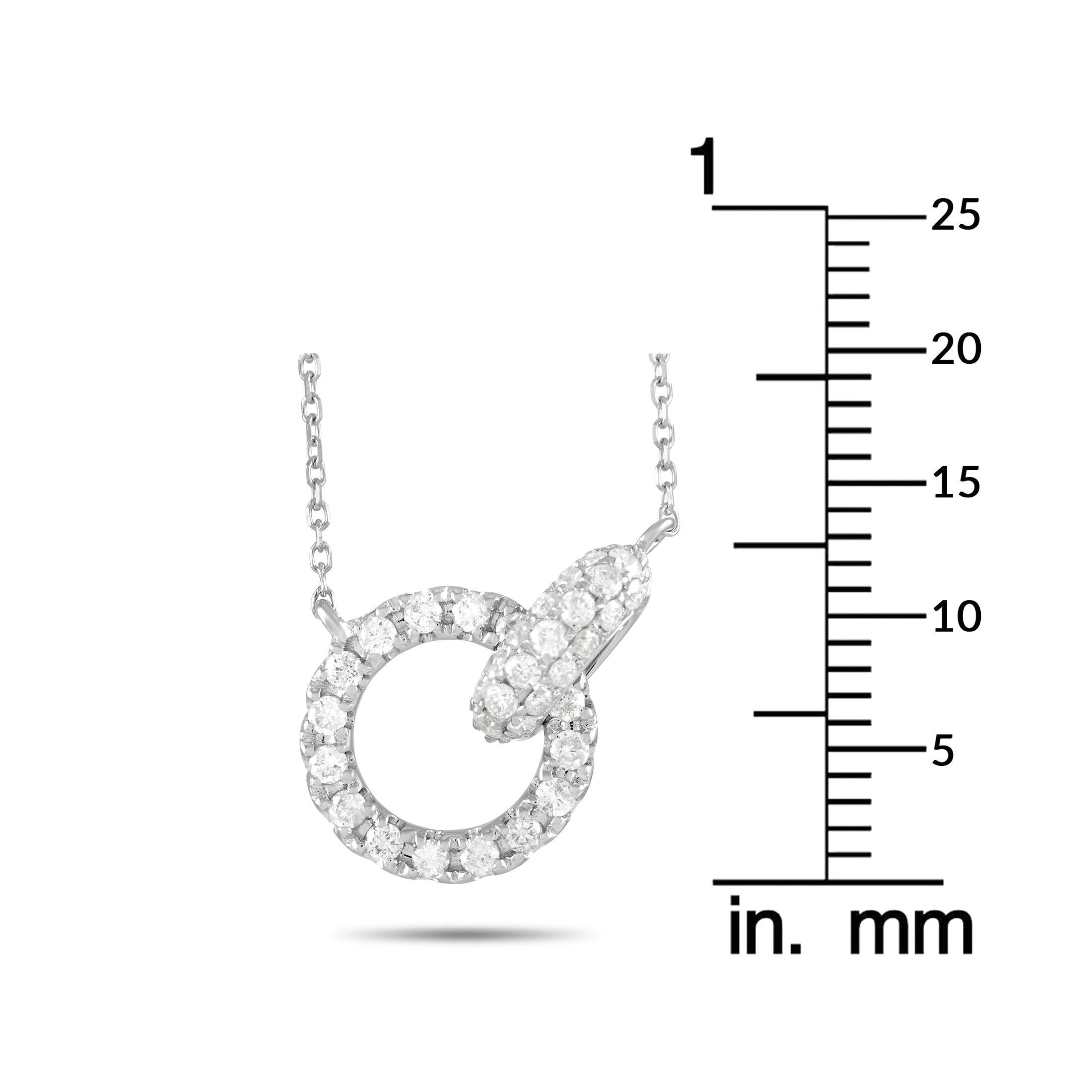 LB Exklusive 14k Weißgold-Halskette mit ineinandergreifenden Kreisen und 0::39 Karat Diamanten im Zustand „Neu“ in Southampton, PA