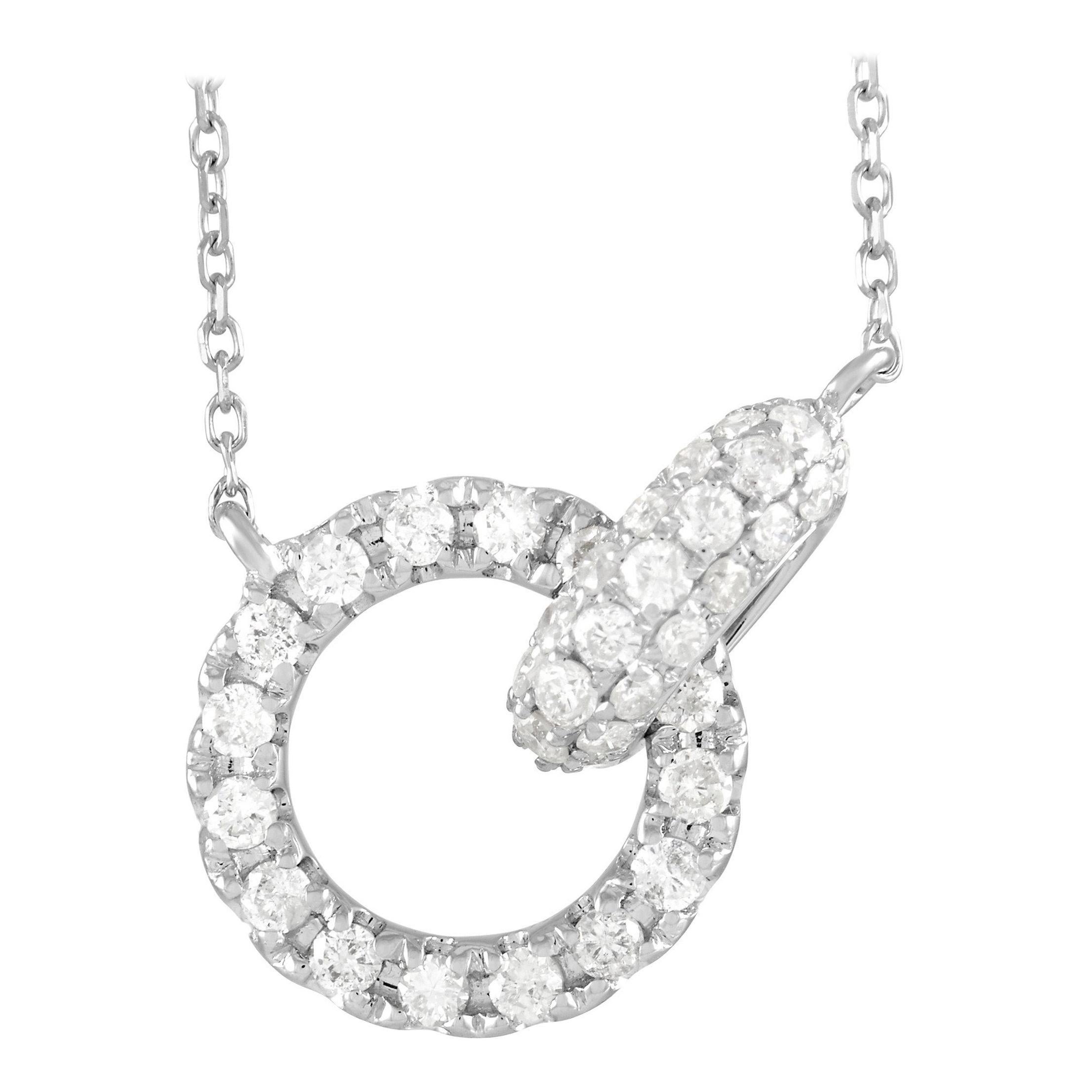 LB Exklusive 14k Weißgold-Halskette mit ineinandergreifenden Kreisen und 0::39 Karat Diamanten