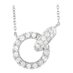 LB Exclusive 14k White Gold 0.39 Ct Diamond Interlocking Circles Necklace