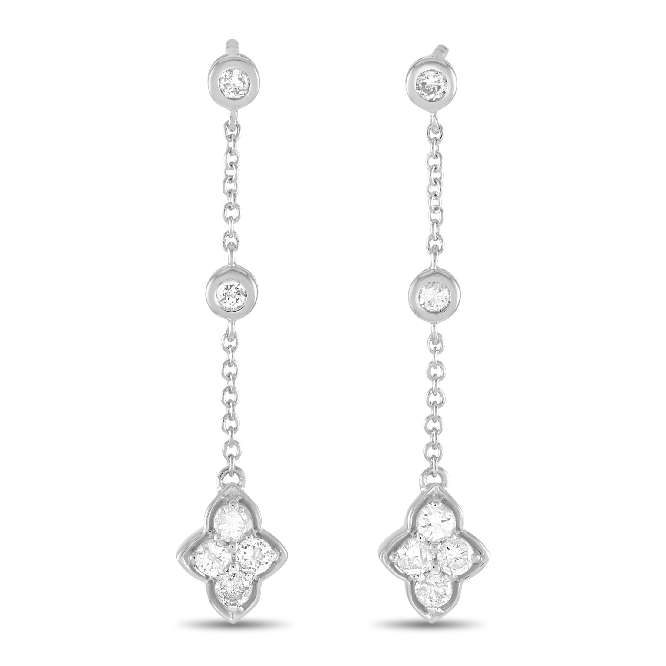 Lb Exclusive 14k White Gold 0.40 Carat Diamond Dangle Earrings In New Condition For Sale In Southampton, PA