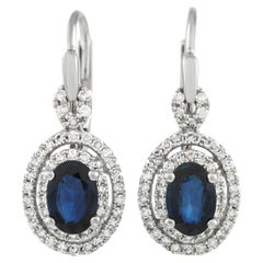 LB Exclusive 14K White Gold 0.40 Ct Diamond and Sapphire Earrings
