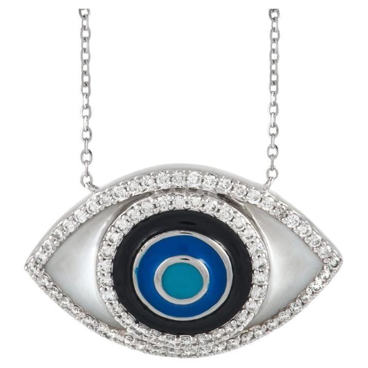 LB Exclusive 14K White Gold 0.40 Ct Diamond Evil Eye Pendant Necklace