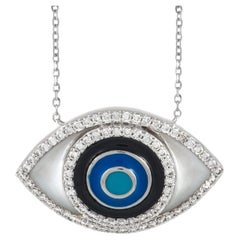 LB Exklusive Halskette mit Evil Eye-Anhänger, 14 Karat Weißgold 0,40 Karat Diamant