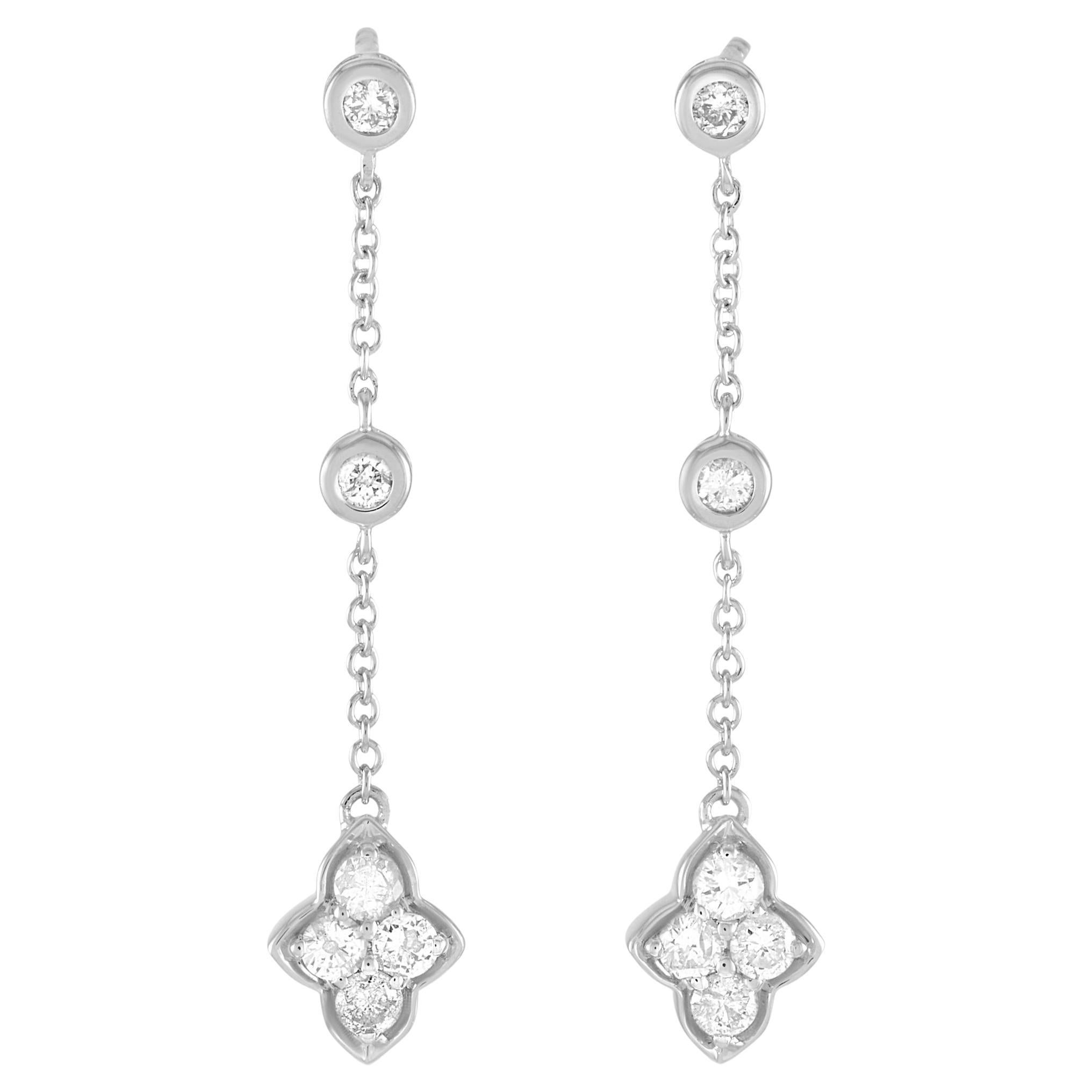 Lb Exclusive 14k White Gold 0.40 Carat Diamond Dangle Earrings For Sale