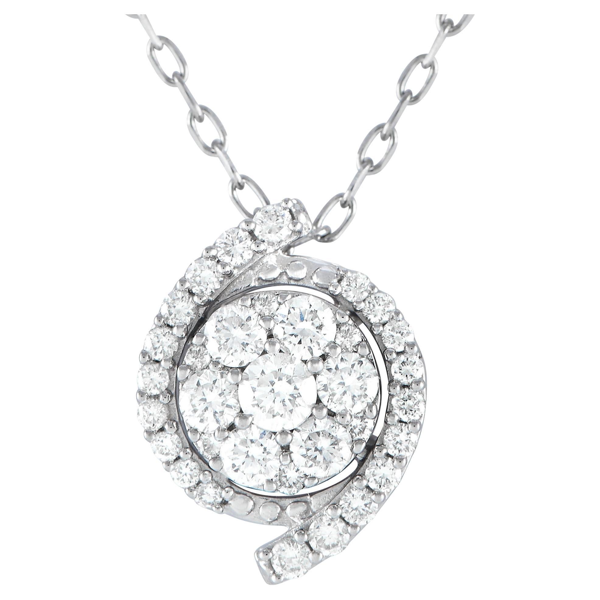 LB Exclusive 14k White Gold 0.40 Carat Diamond Pendant Necklace