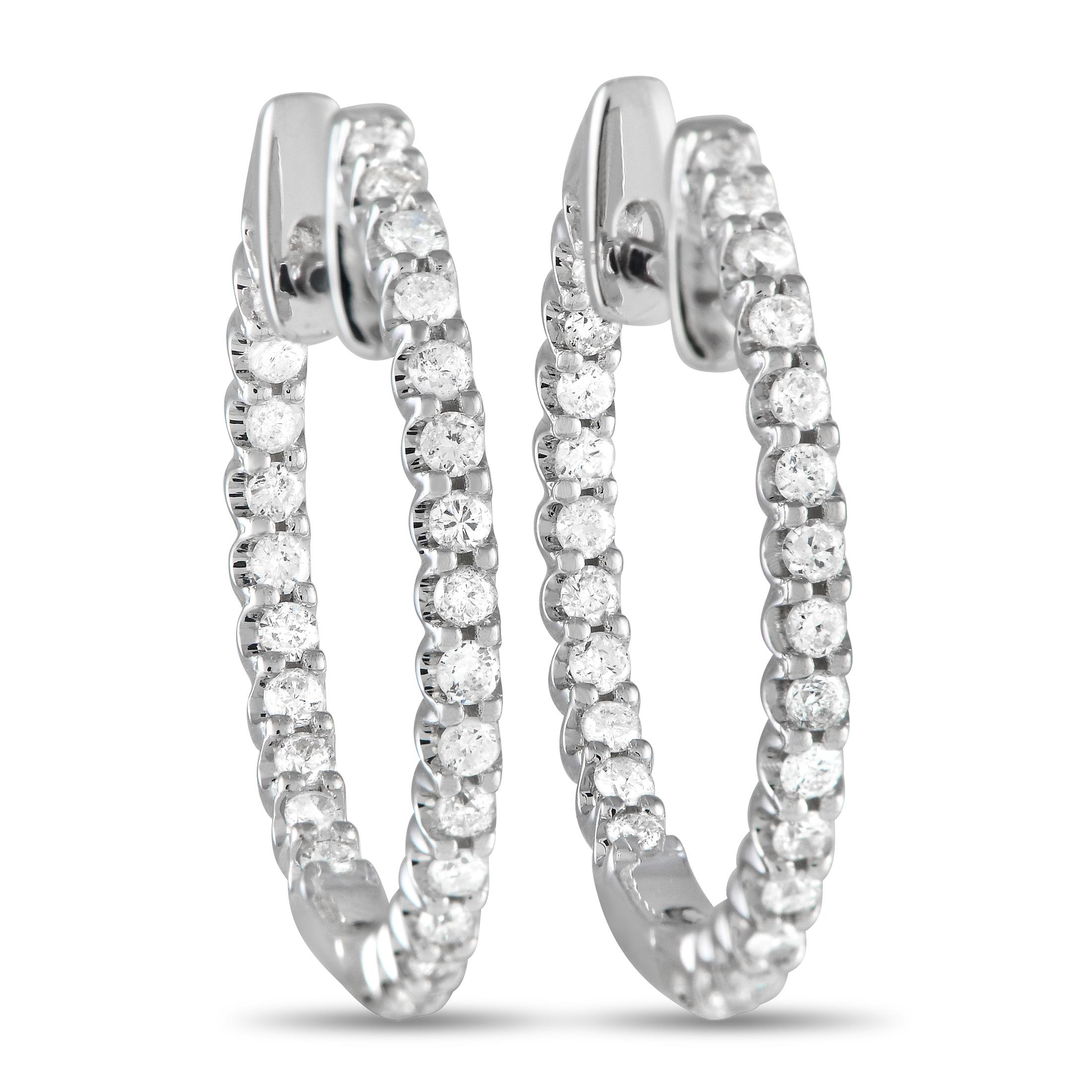 LB Exclusive Boucles d'oreilles en or blanc 14K avec 0,42ct de diamant à l'intérieur et à l'extérieur Neuf - En vente à Southampton, PA