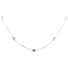 LB Exclusive in oro bianco 14 carati con diamante da 0,42 carati e zaffiro multicolore