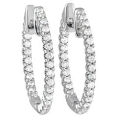 Lb Exclusive 14k White Gold 0.42 Carat Diamond Inside-Out Hoop Earrings