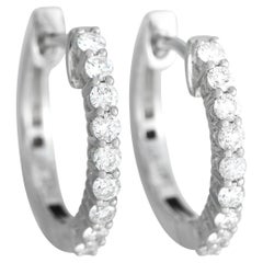 LB Exclusive 14K White Gold 0.44ct Diamond Hoop Earrings