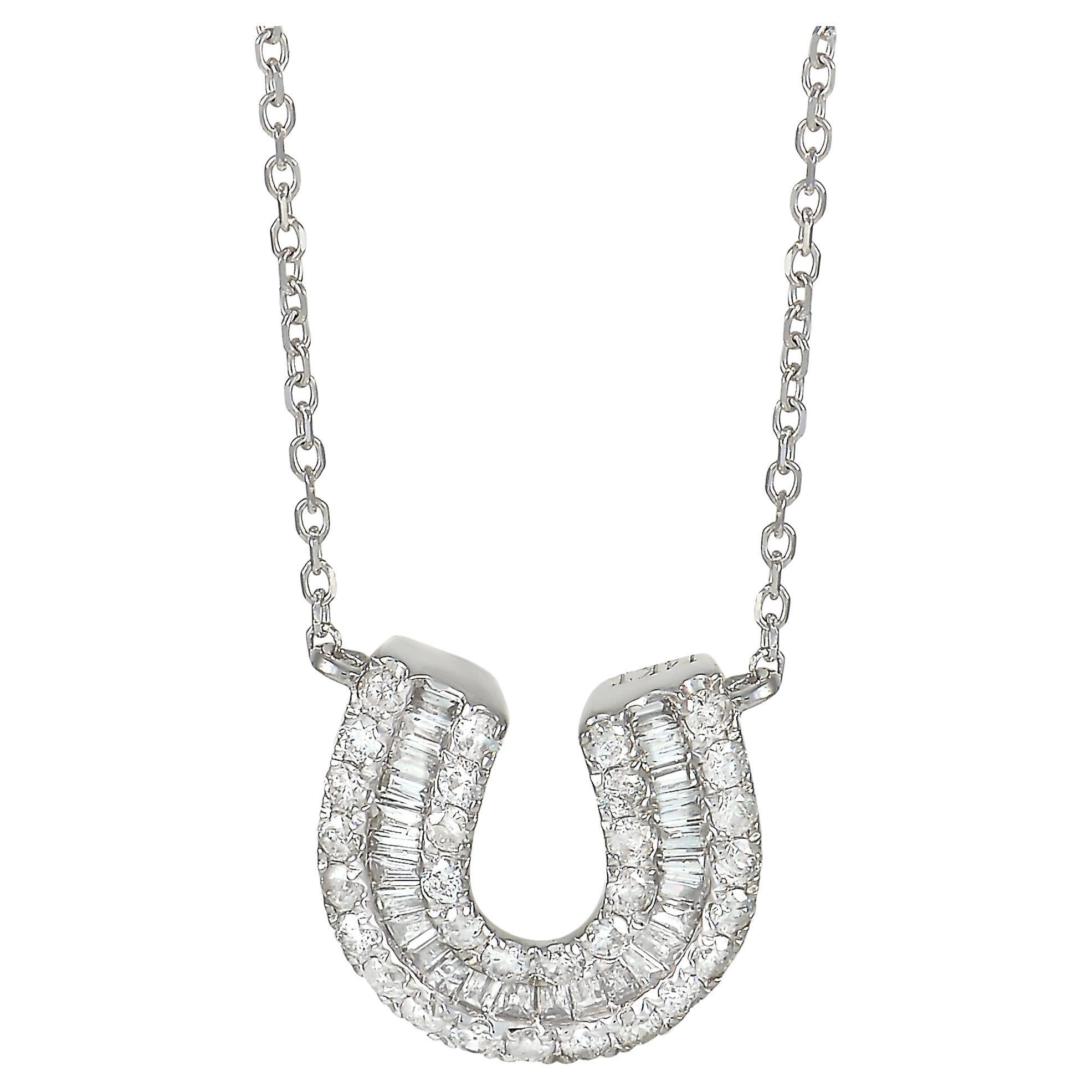 LB Exclusive 14K White Gold 0.45 Ct Diamond Horseshoe Pendant Necklace