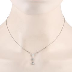 LB Exclusive 14k White Gold 0.45 Carat Diamond 3-Stone Necklace