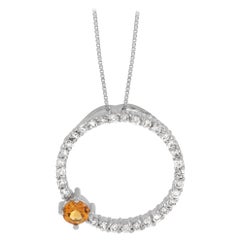 LB Exclusive 14K White Gold 0.48 Ct Diamond and Citrine Pendant Necklace