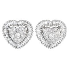 LB Exclusive 14k White Gold 0.50 Carat Diamond Heart Earrings