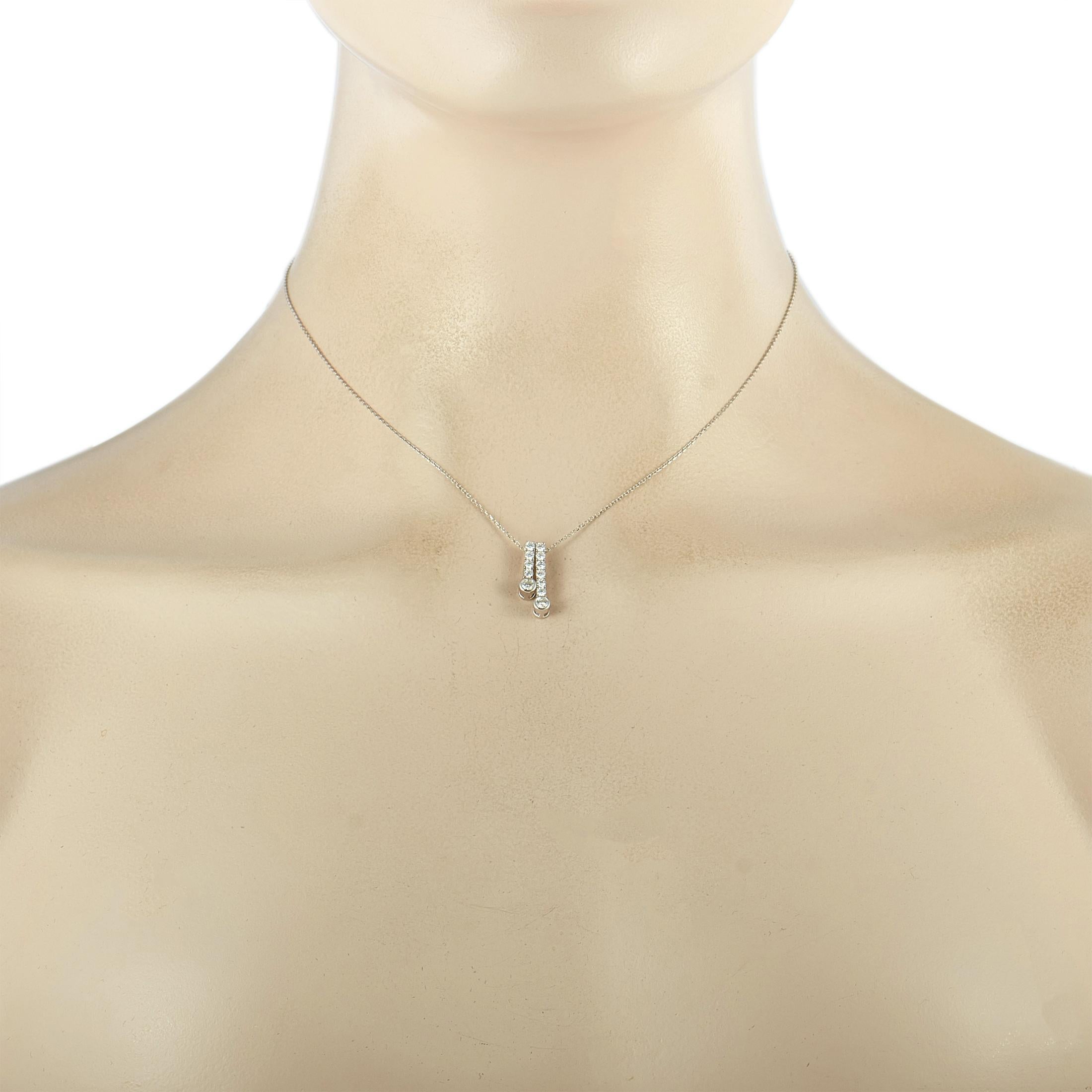 Round Cut LB Exclusive 14k White Gold 0.50 Carat Diamond Pendant Necklace For Sale