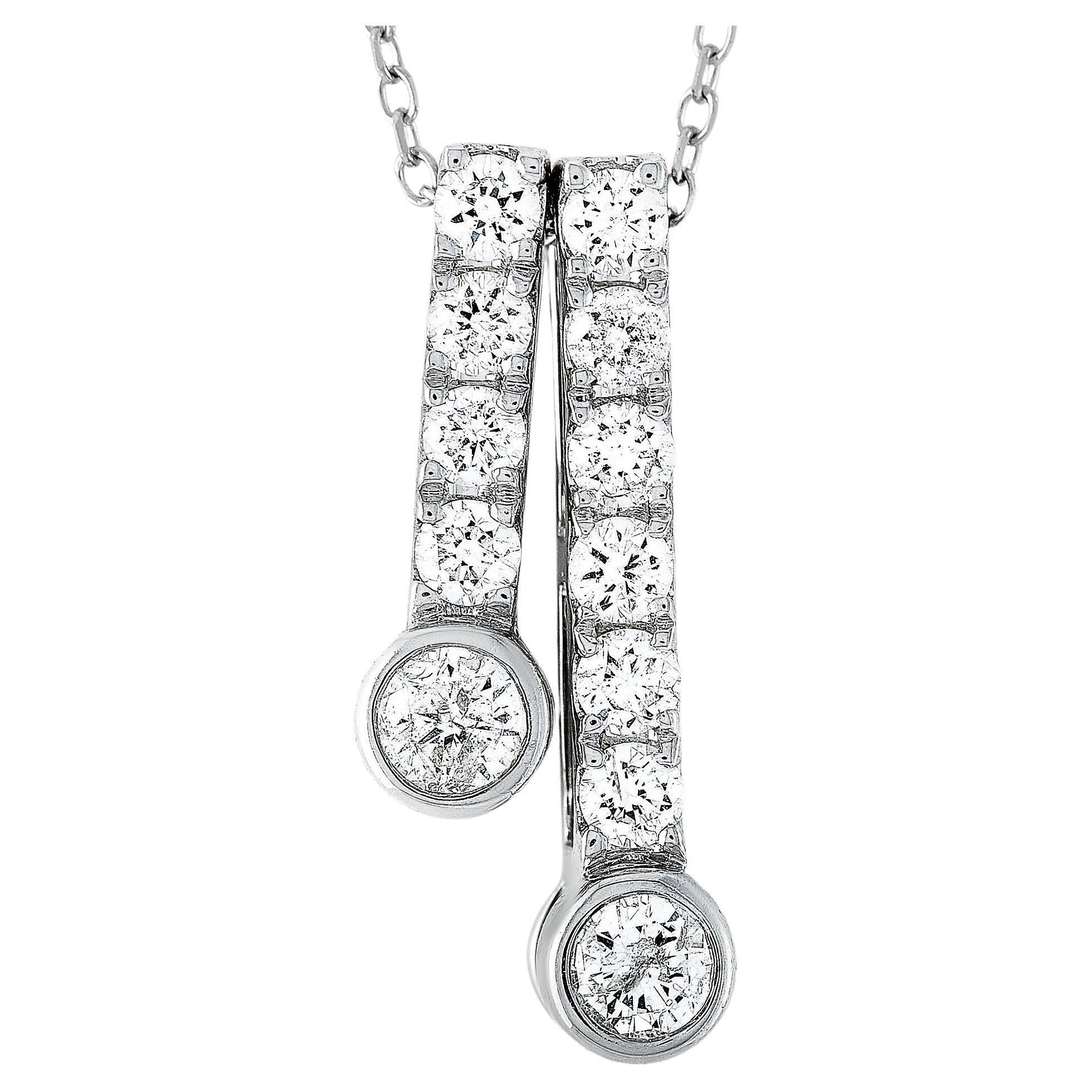 LB Exclusive 14k White Gold 0.50 Carat Diamond Pendant Necklace For Sale