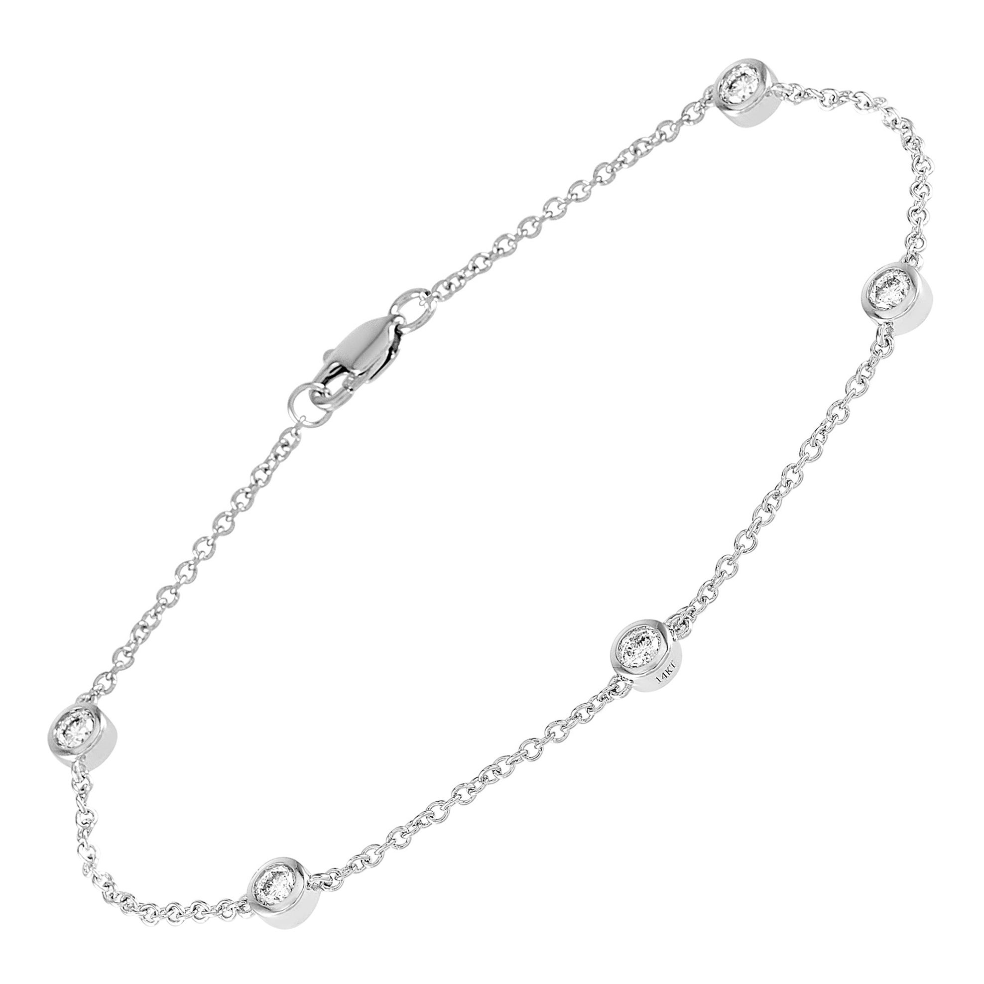 LB Exclusive Bracelet en or blanc 14 carats avec diamants 0,50 carat