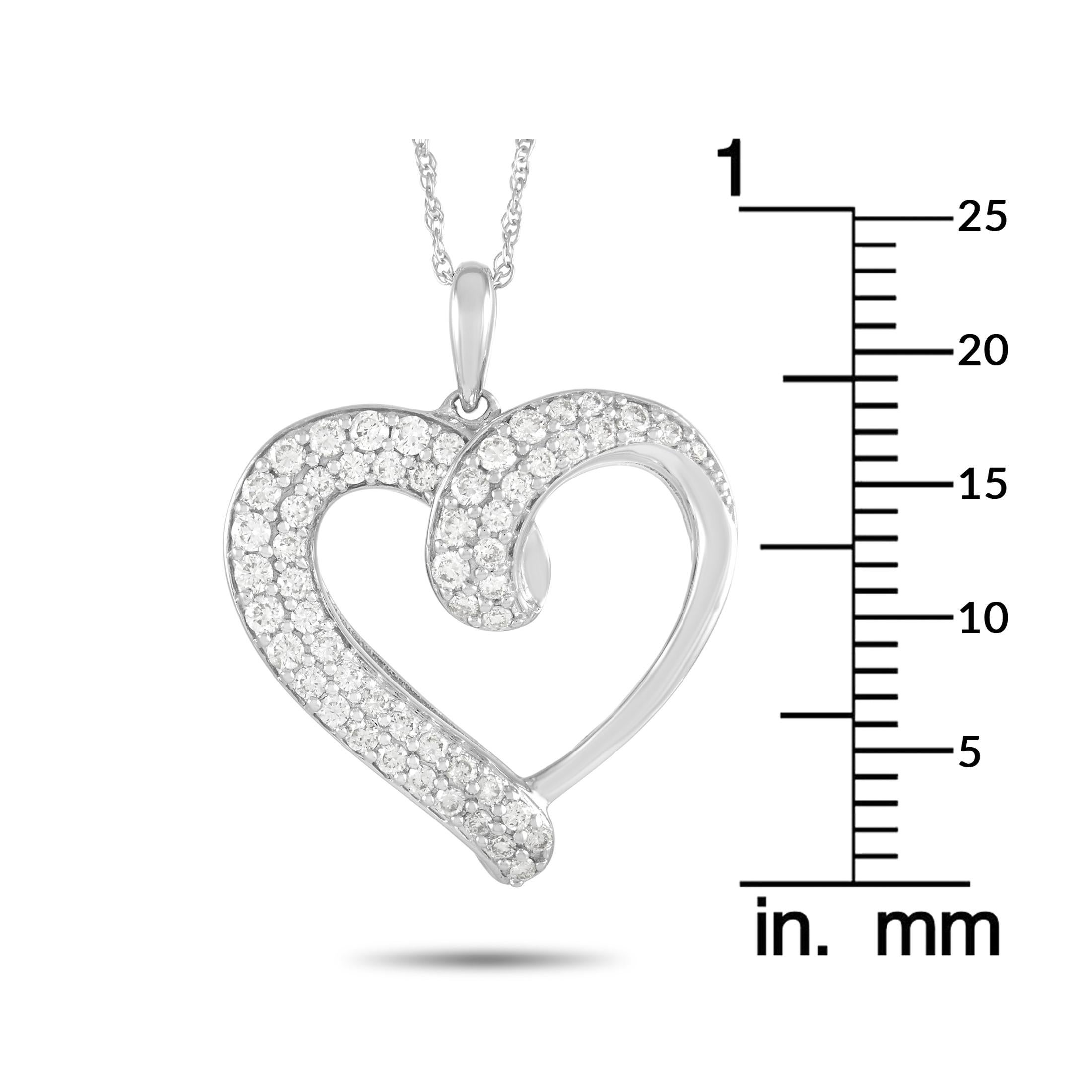 LB Exclusive 14K White Gold 0.50 Ct Diamond Heart Necklace In New Condition In Southampton, PA