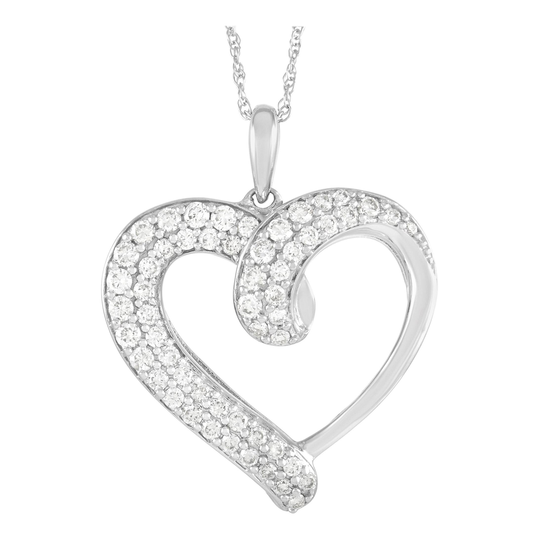 LB Exclusive 14K White Gold 0.50 Ct Diamond Heart Necklace
