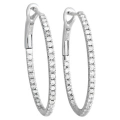 LB Exclusive 14K White Gold 0.50 Ct Diamond Inside-Out Hoop Earrings