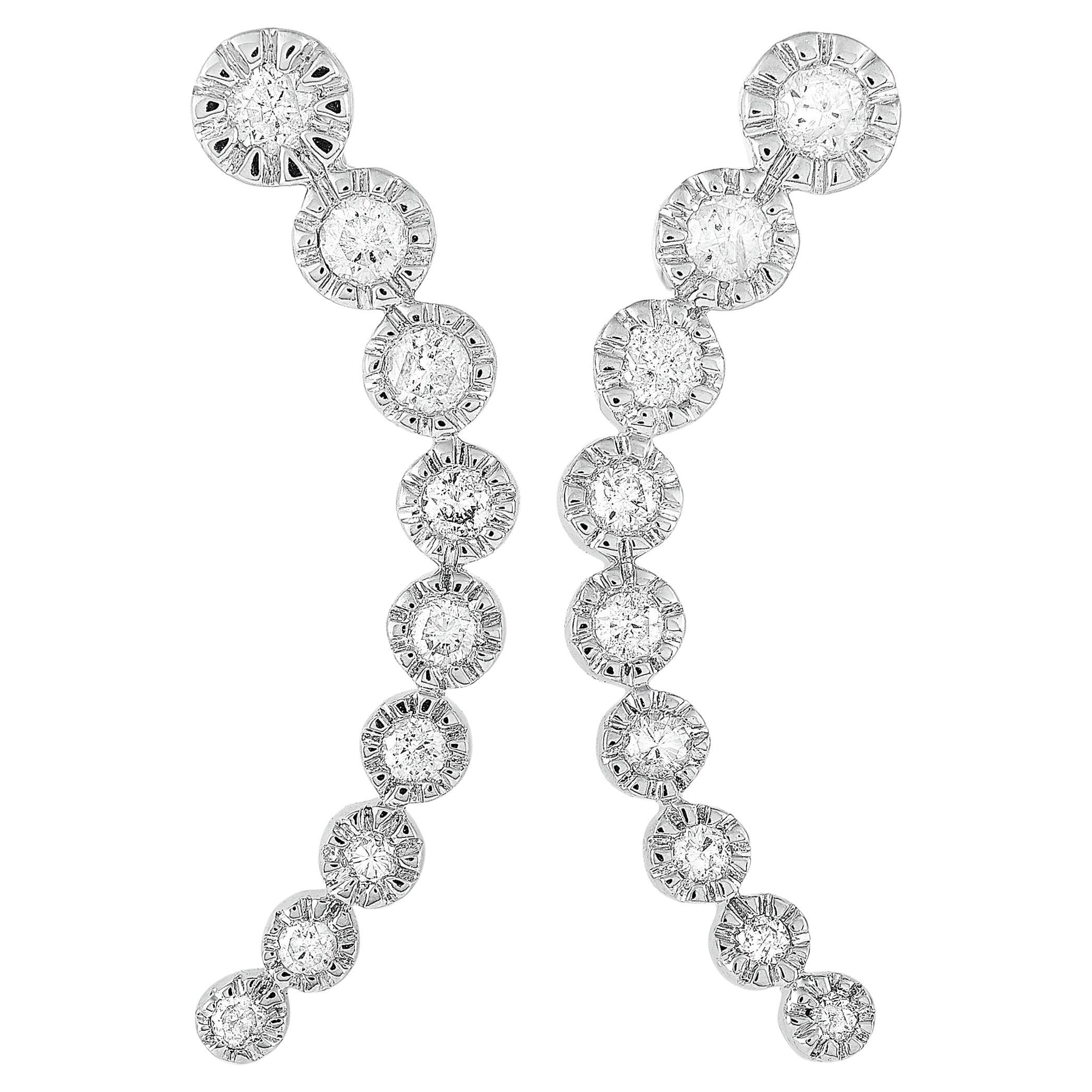 LB Exclusive 14k White Gold 0.50 Carat Diamond Climber Earrings For Sale