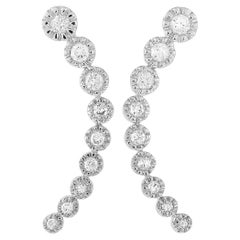 LB Exclusive Boucles d'oreilles pendantes en or blanc 14 carats avec diamants 0,50 carat