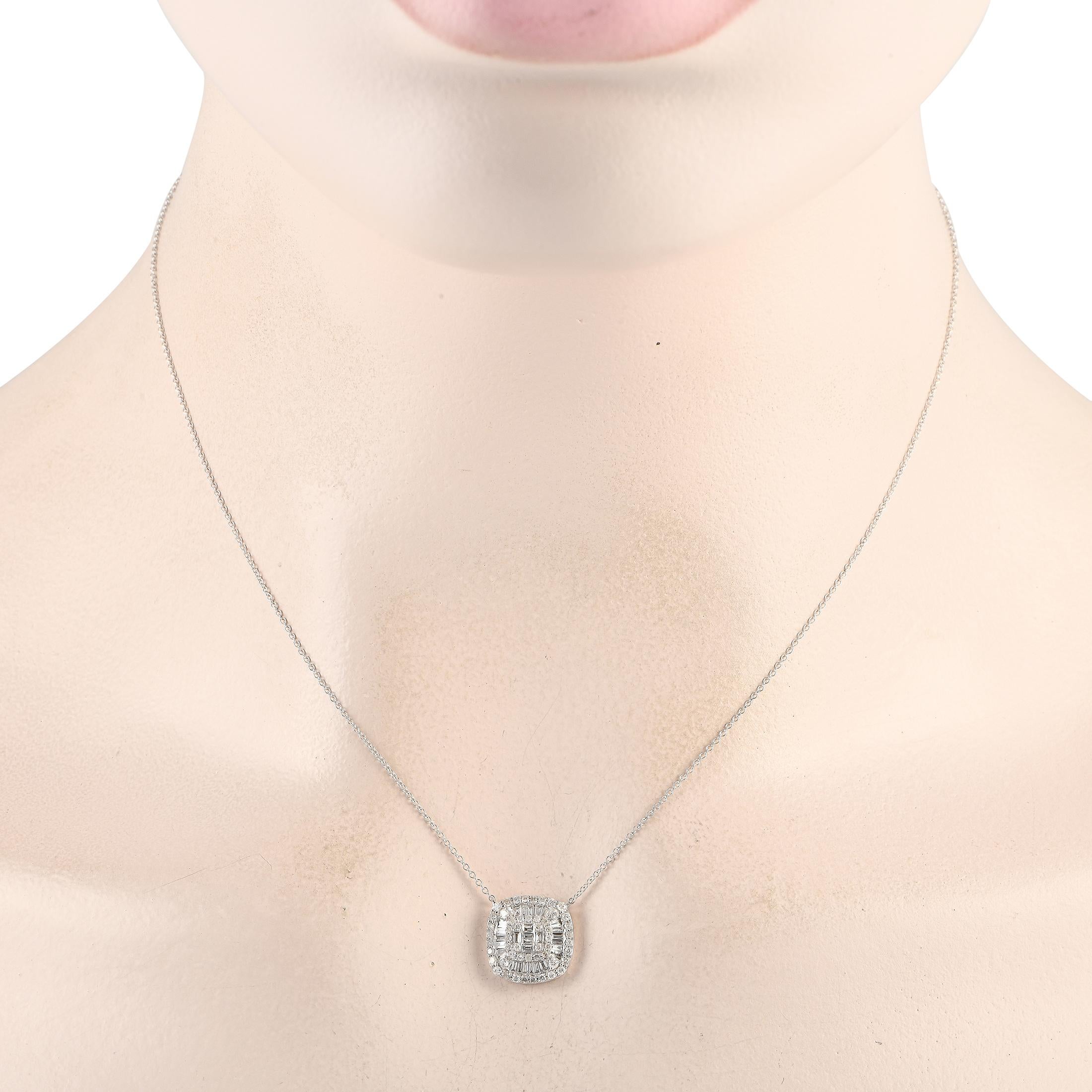 LB Exclusive 14K White Gold 0.50ct Diamond Cushion Cluster Necklace PN14750 Neuf - En vente à Southampton, PA