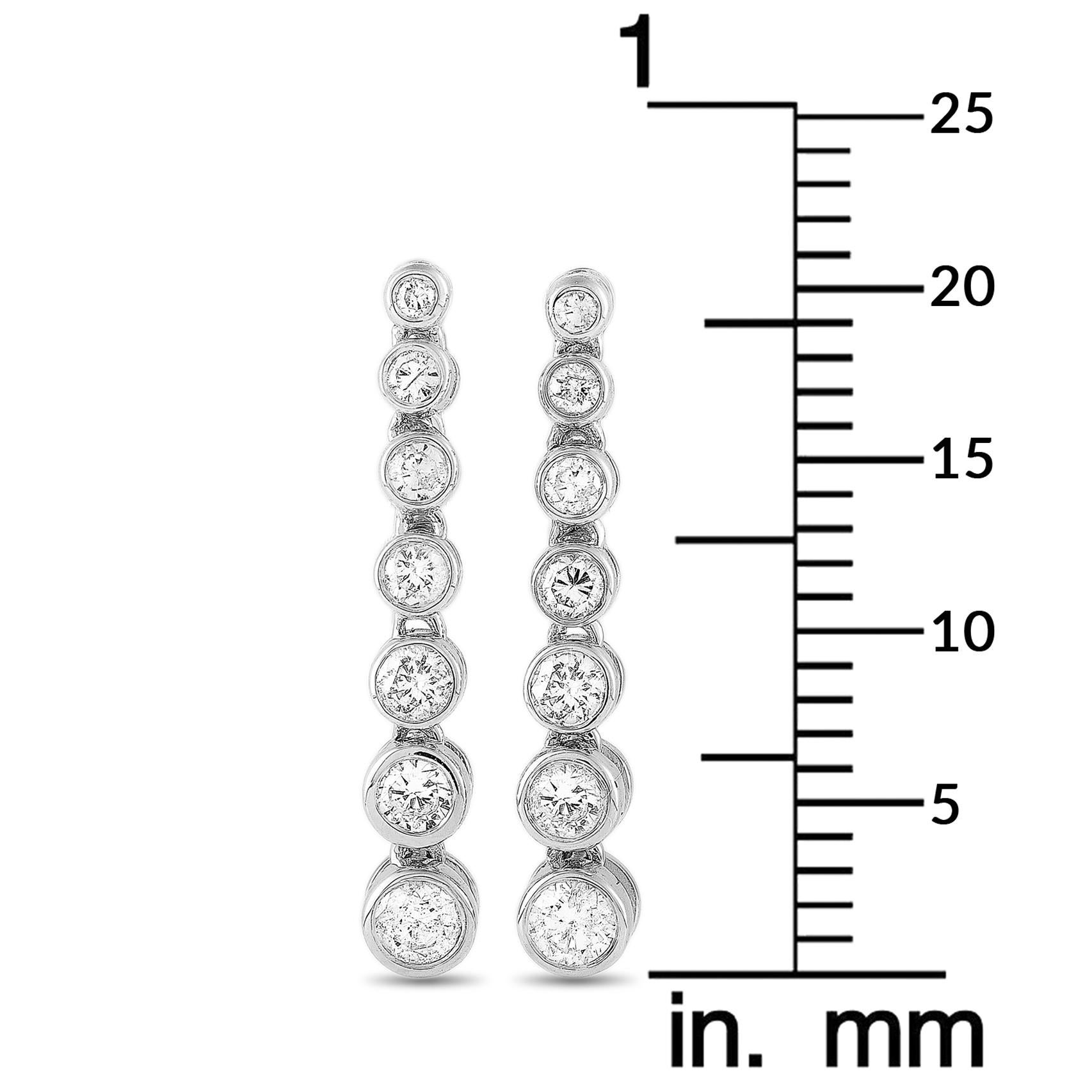 Round Cut Lb Exclusive 14k White Gold 0.50 Carat Diamond Drop Earrings For Sale