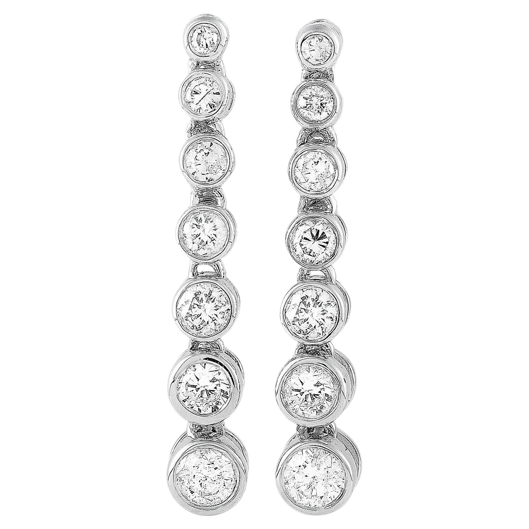 Lb Exclusive 14k White Gold 0.50 Carat Diamond Drop Earrings For Sale
