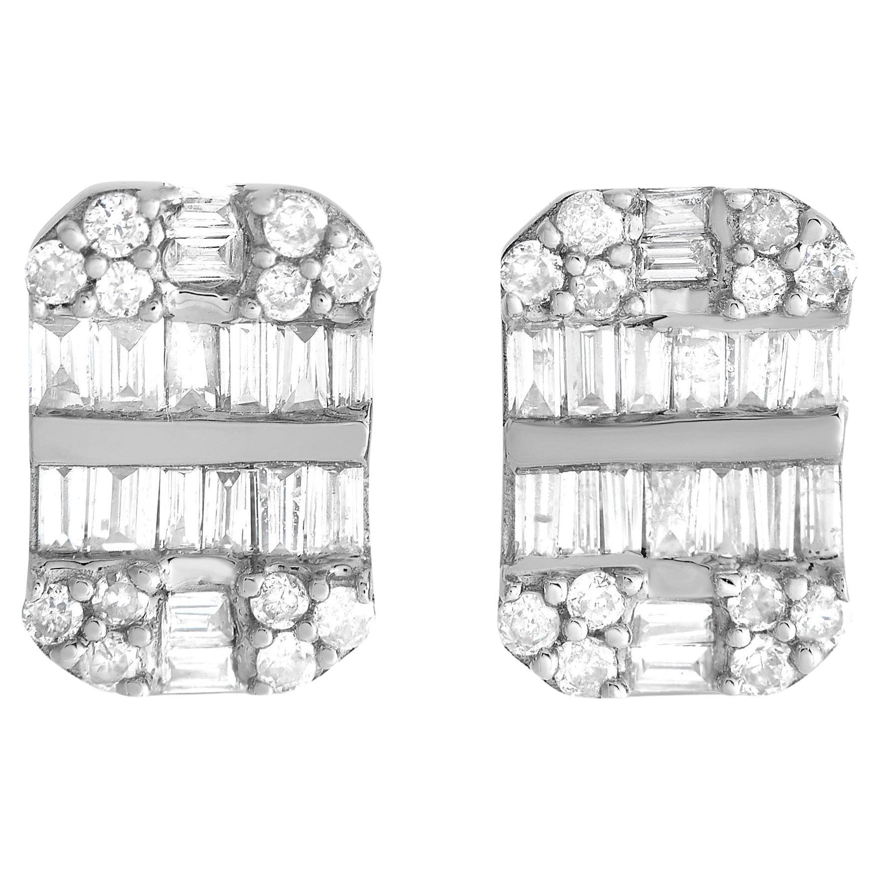 LB Exclusive 14K White Gold 0.50ct Diamond Earrings For Sale