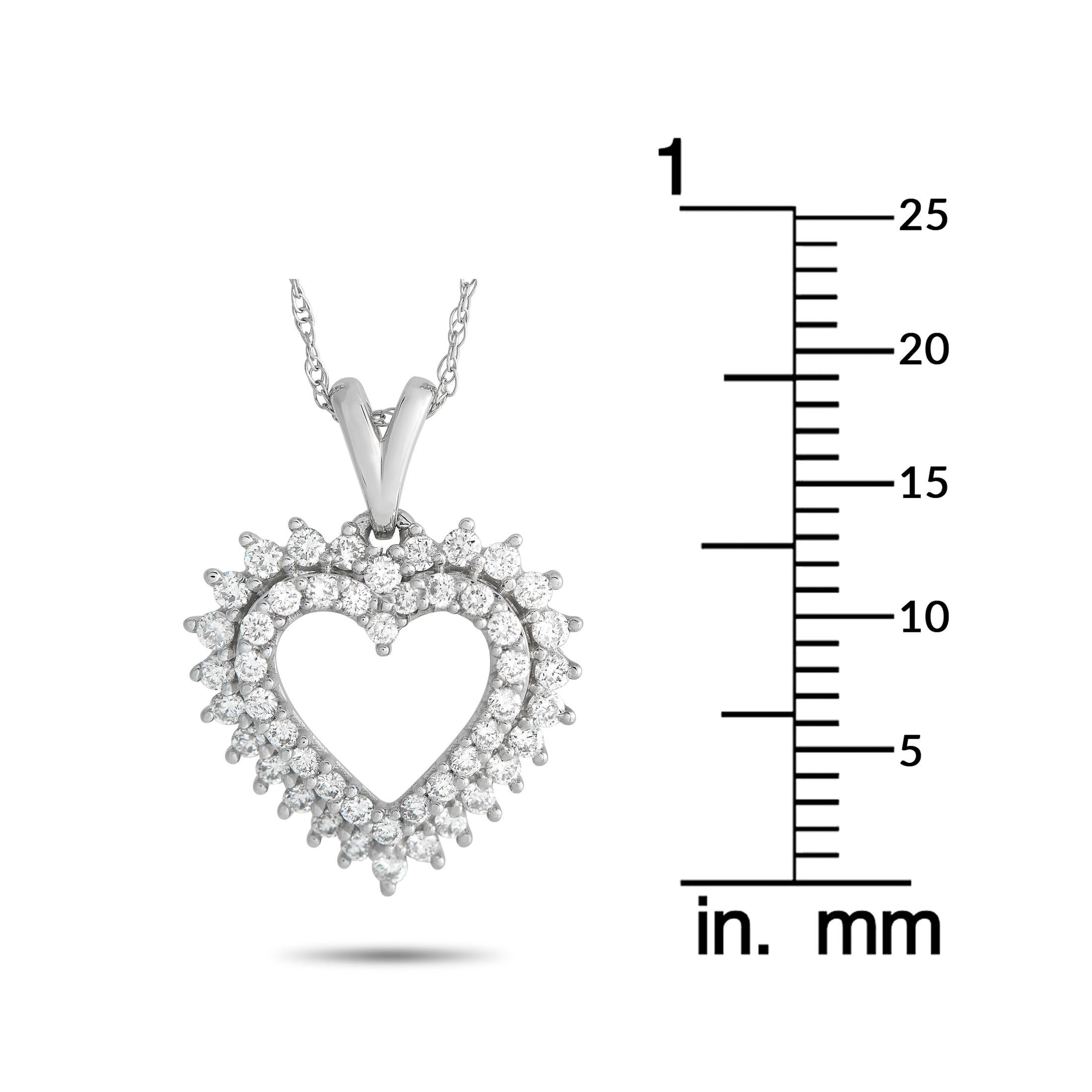 LB Exclusive 14k White Gold 0.50 Carat Diamond Heart Pendant Necklace In New Condition In Southampton, PA