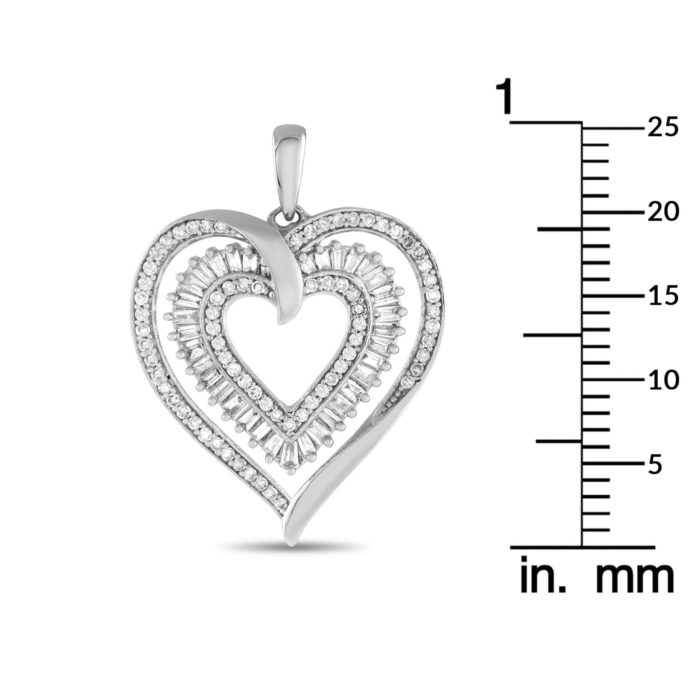 Mixed Cut 14K White Gold 0.50ct Diamond Heart Pendant PH4-11722W For Sale