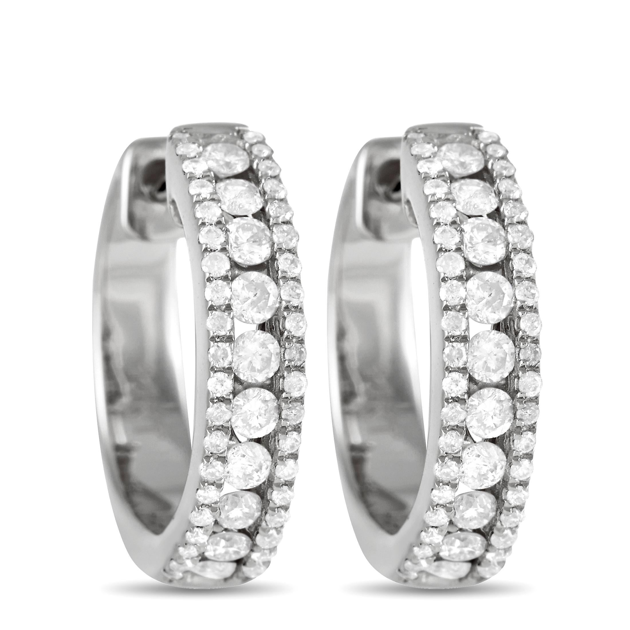 LB Exclusive 14k White Gold 0.50 Carat Diamond Hoop Earrings In New Condition For Sale In Southampton, PA