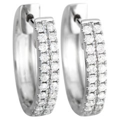 LB Exclusive 14k White Gold 0.50ct Diamond Hoop Earrings
