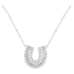 LB Exclusive 14K White Gold 0.50ct Diamond Horseshoe Necklace PN14722