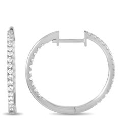 LB Exclusive 14k White Gold 0.50 Carat Diamond Inside-Out Hoop Earrings